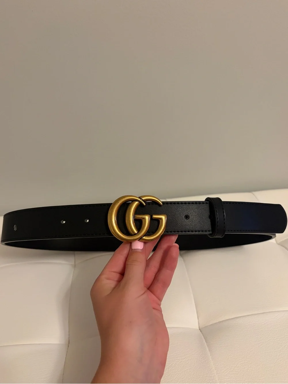 Belt with Gold Double G Buckle